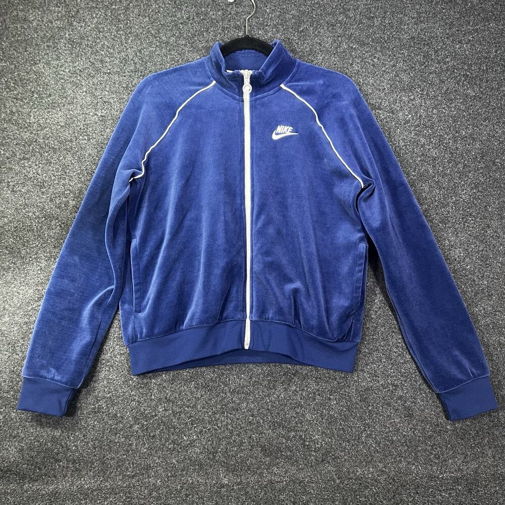 Vtg Nike Air Blue Velour Tracksuit Mens Womens Unisex Y2k Hip Hop Medium Jacket